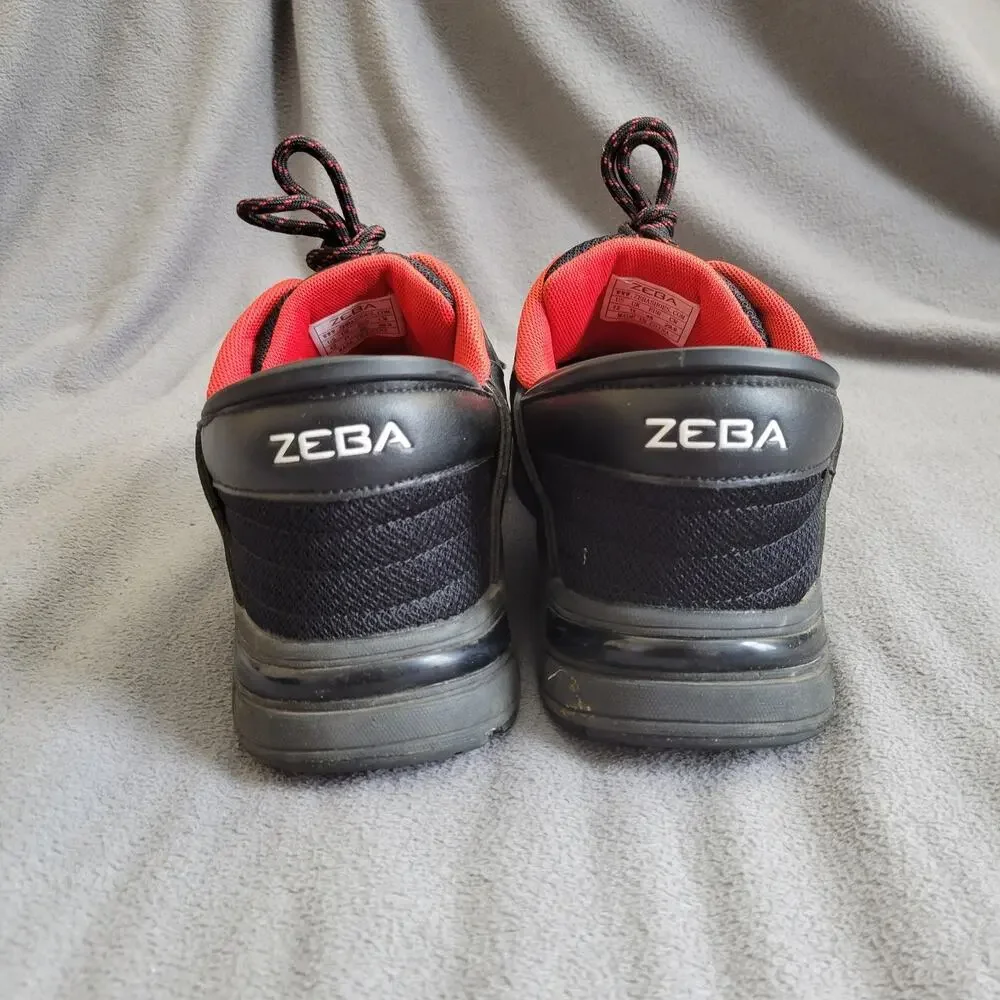 COSMIC BLACK ZEBA Sneaker Shoes Mens Size 12 Hands Free Slip On Tie Once Red - Picture 4 of 11